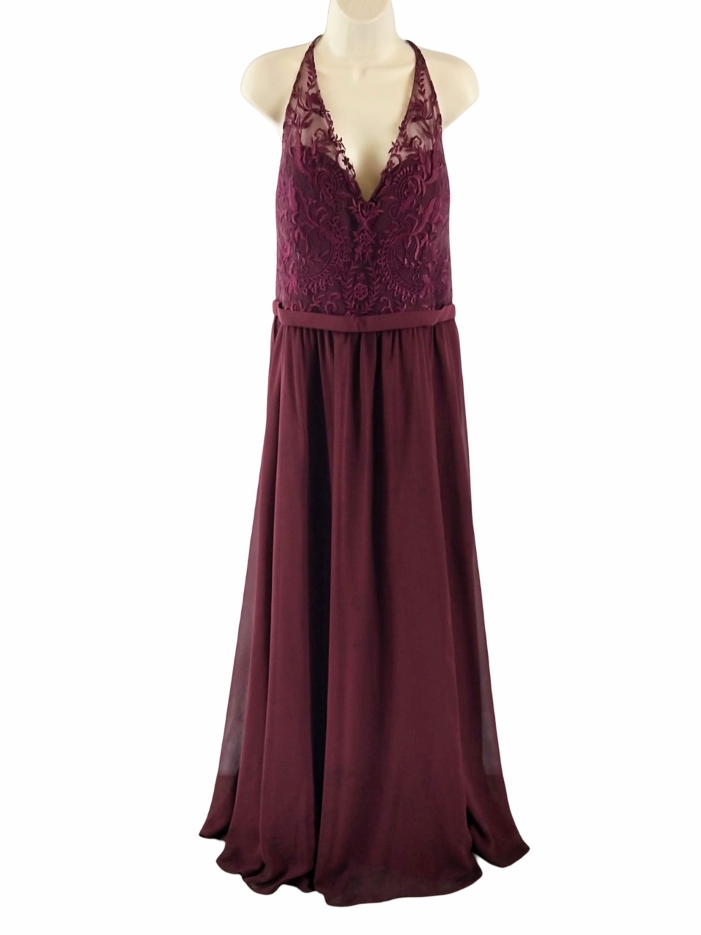 Kennedy Blue Lace Gown in Burgundy